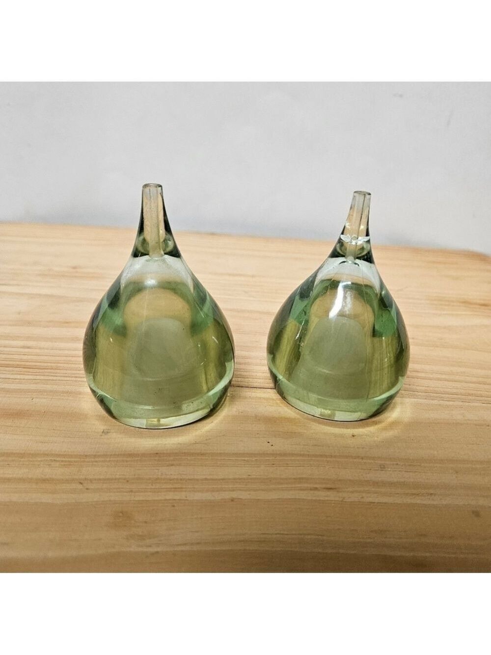 Vintage 60s Luigi Massoni Green Lucite Teardrop Salt and Pepper Shakers